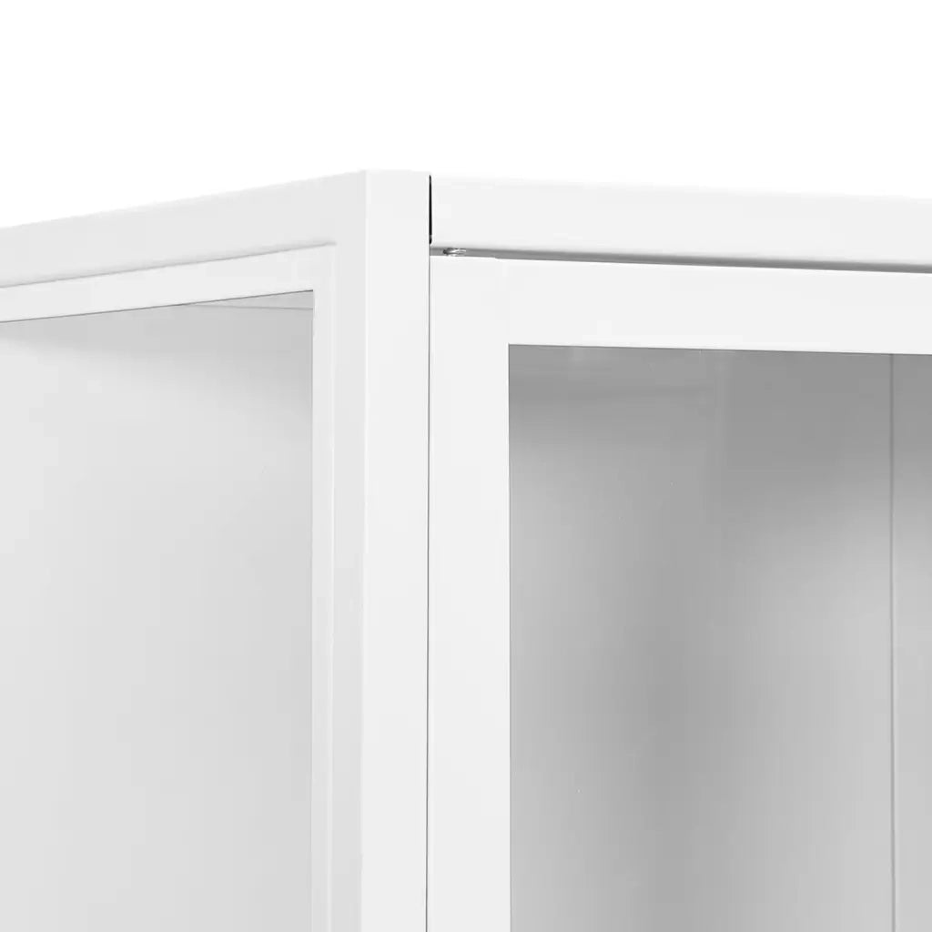 Credenza Alta Bianca 80x35x135 cm Acciaio e Vetro Temperato 335884