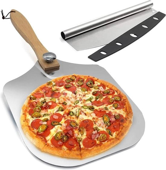 Pala di Pizza in Alluminio da 30 cm con Manico Ripiegabile - Kit di Pizza con Scuoiapizza a Molla