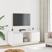 Mobile Porta TV Bianco 110,5x35x44 cm in Legno Massello di Pino 814340