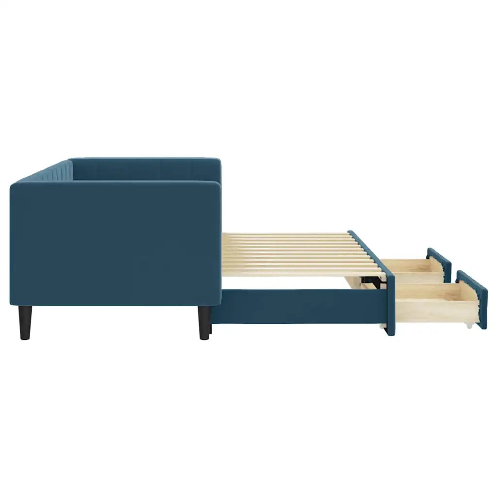 Divano Letto Estraibile con Cassetti Blu 80x200 cm in Velluto 3196731