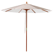 Ombrellone da giardino a baldacchino a righe beige e bianche in legno di betulla 245 cm resistente agli agenti atmosferici