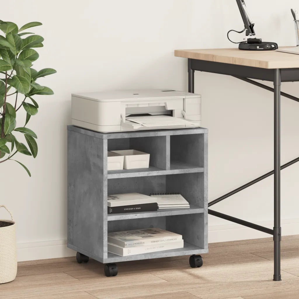 Supporto per Stampante con Ruote Grigio Cemento 41x32x48 cm CFW3290848
