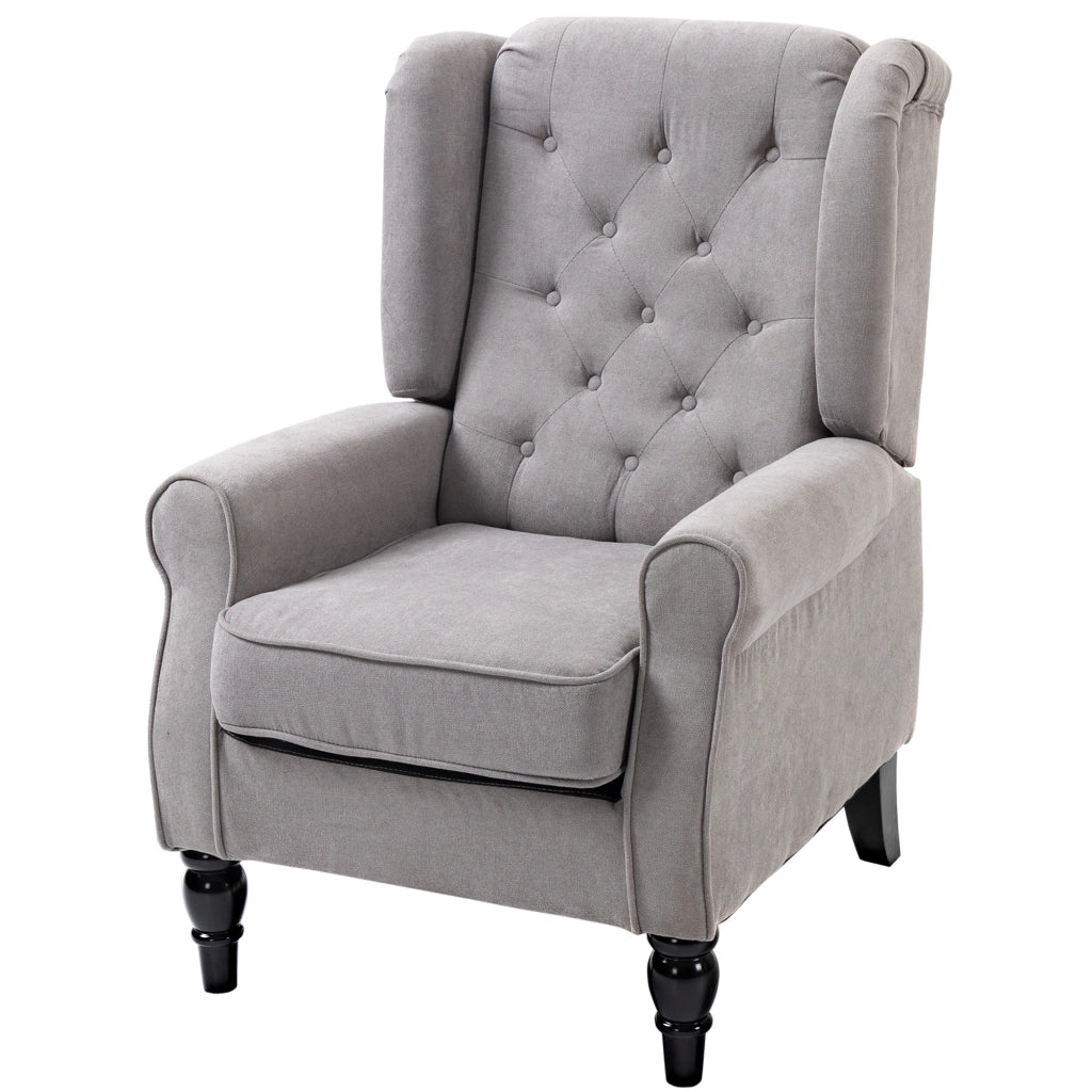 Poltrona Relax con Cuscino e Poggiapiedi ¨C Zephmum ¨C Grigio, Tessuto, Legno