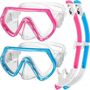 Attrezzatura per immersioni per bambini, set di immersioni per bambini dai 3 ai 14 anni, visiere anti-condensazione e combinata di snorkel asciutto, occhiali da bagno unisex