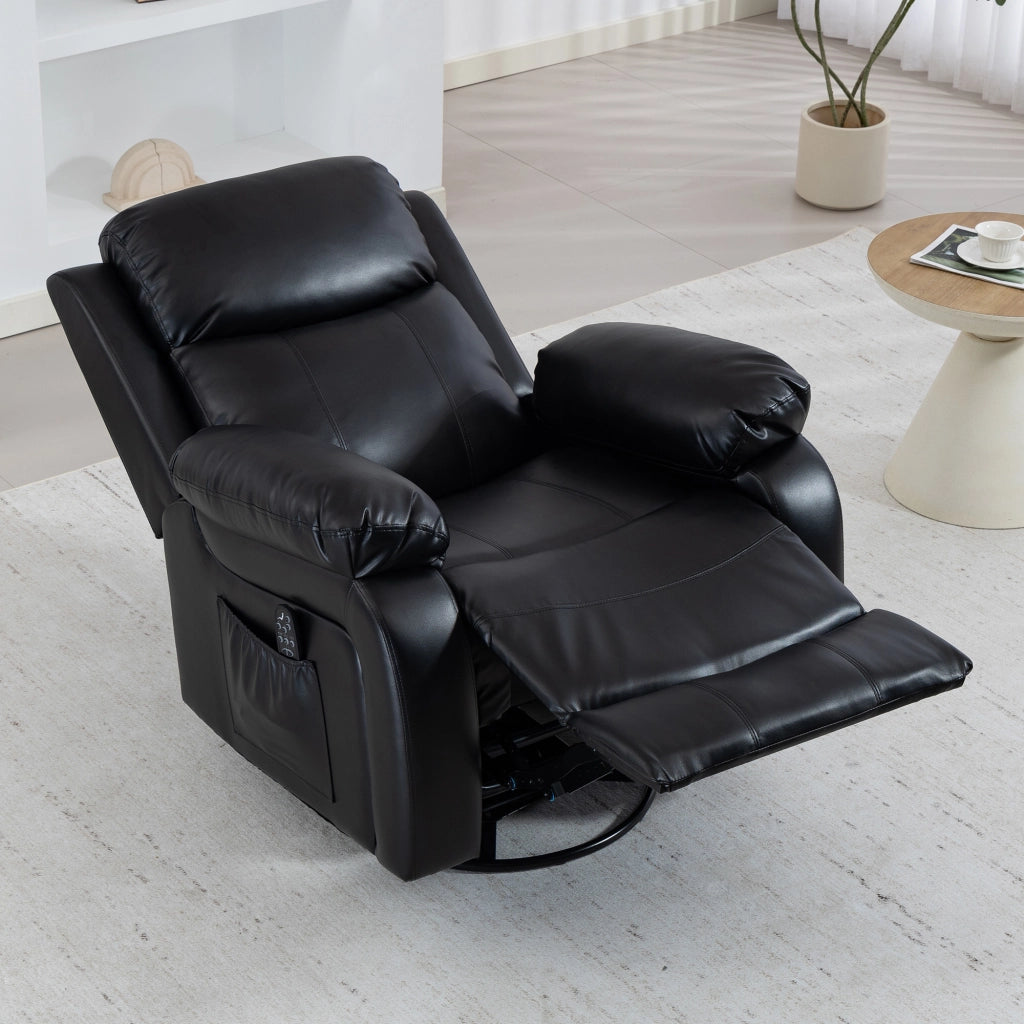 Poltrona relax massaggiante elettrica con 8 vibrazione, reclinabile con poggiapiedi ¨C Xylo ¨C Nero