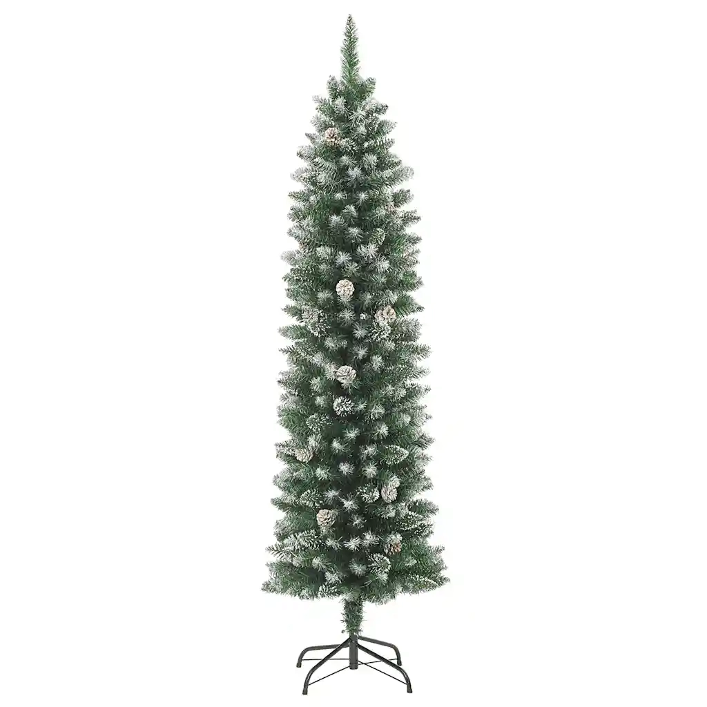 Albero di Natale Artificiale-Albero Natalizio Sottile con Base 180 cm PVC