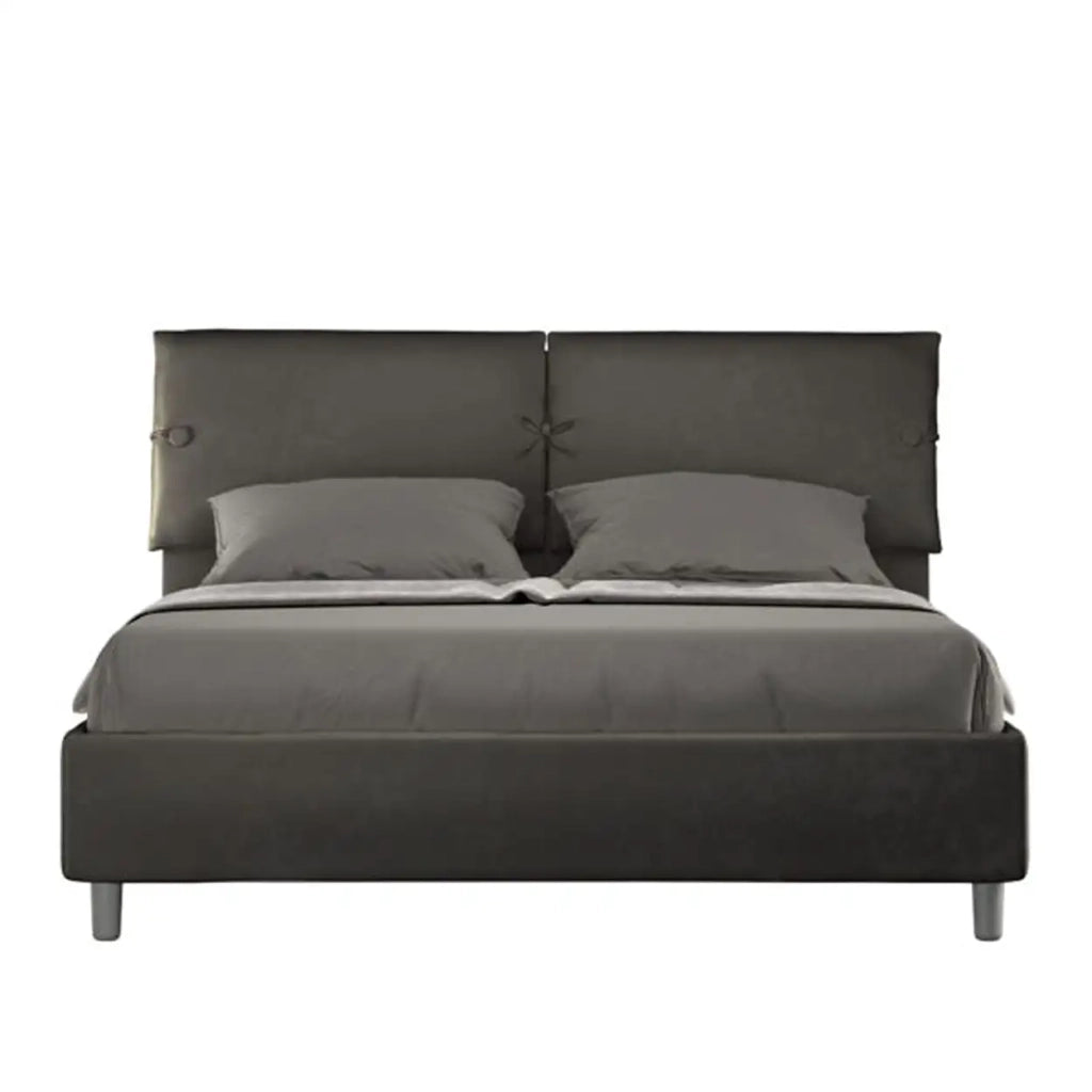 Letto matrimoniale con rete imbottito 160x200 microfibra grigio Sleeper