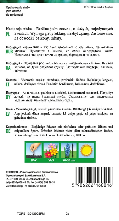 Miscela bassa di nasturzio -Tropaeolum majas nanum 5g