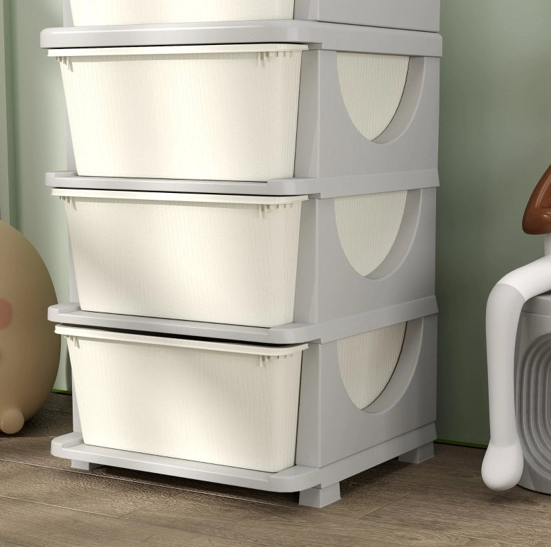 Mobile contenitore per bambini con 4 cassetti crema