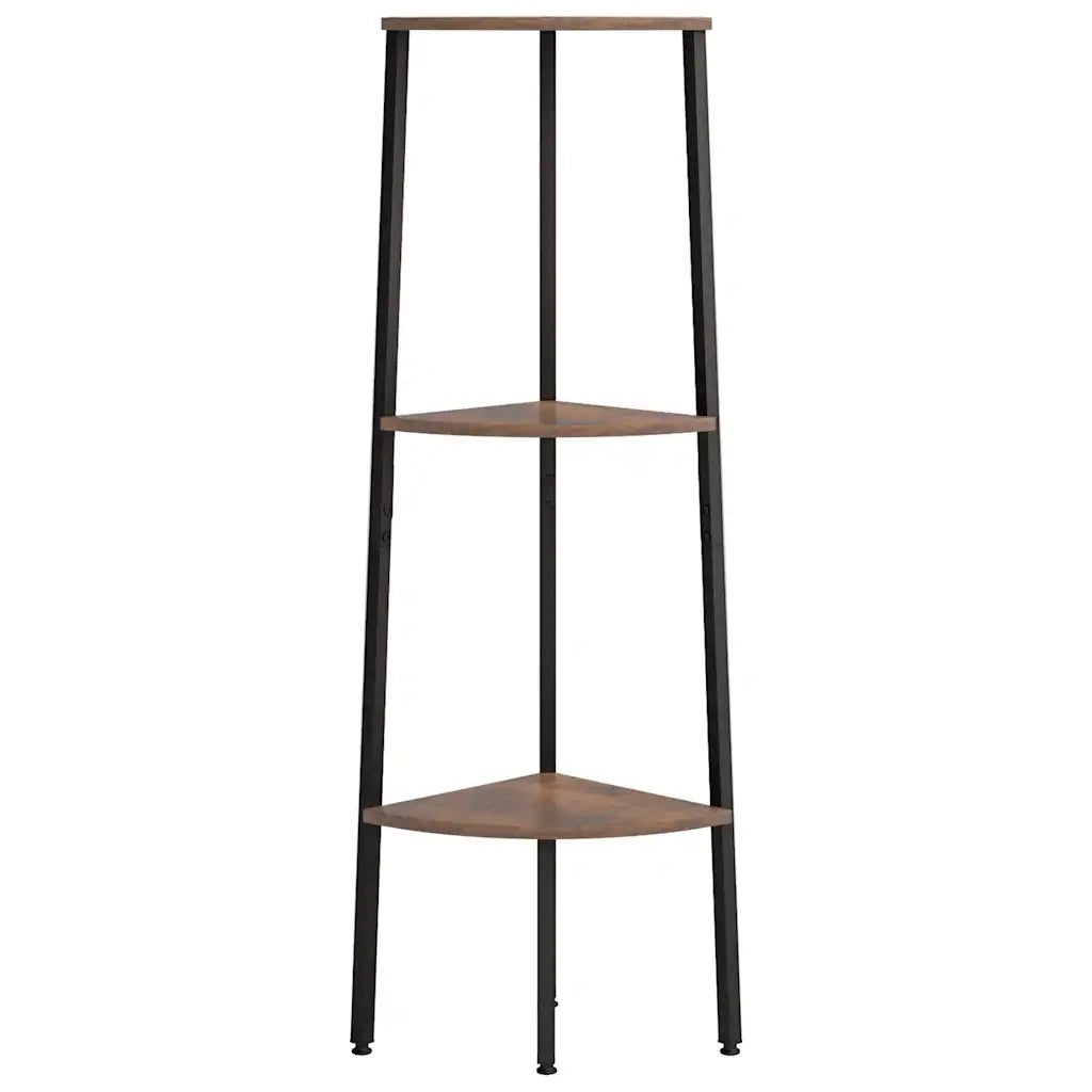 Scaffale Angolare 3 Livelli Marrone Scuro Nero 45,5x31,5x120cm 336389