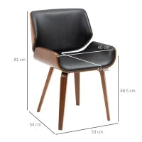 Set di 2 Sedie da Pranzo Stile Vintage Imbottite in Legno e Finta Pelle PU, Nero e Legno