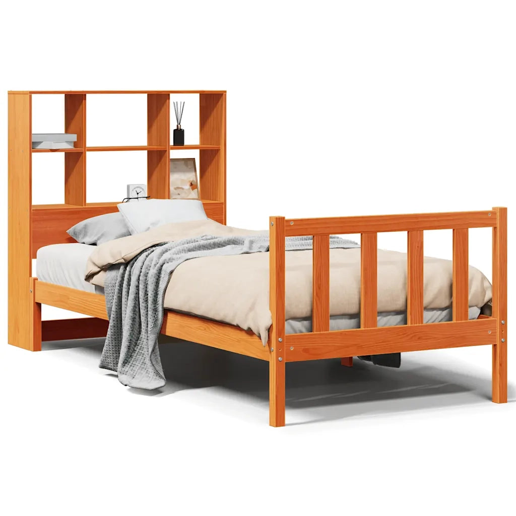 Letto Libreria senza Materasso Marrone Cera 75x190 cm in Pino 3321714