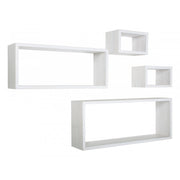 Set 4 Mensole da Muro, Pensile Bagno, Mensola Parete, Rovere Sbiancato, 75x30 p15,5 cm, 60x25 p15,5 cm e 2 da 25x15 p15,5 cm - Merlino