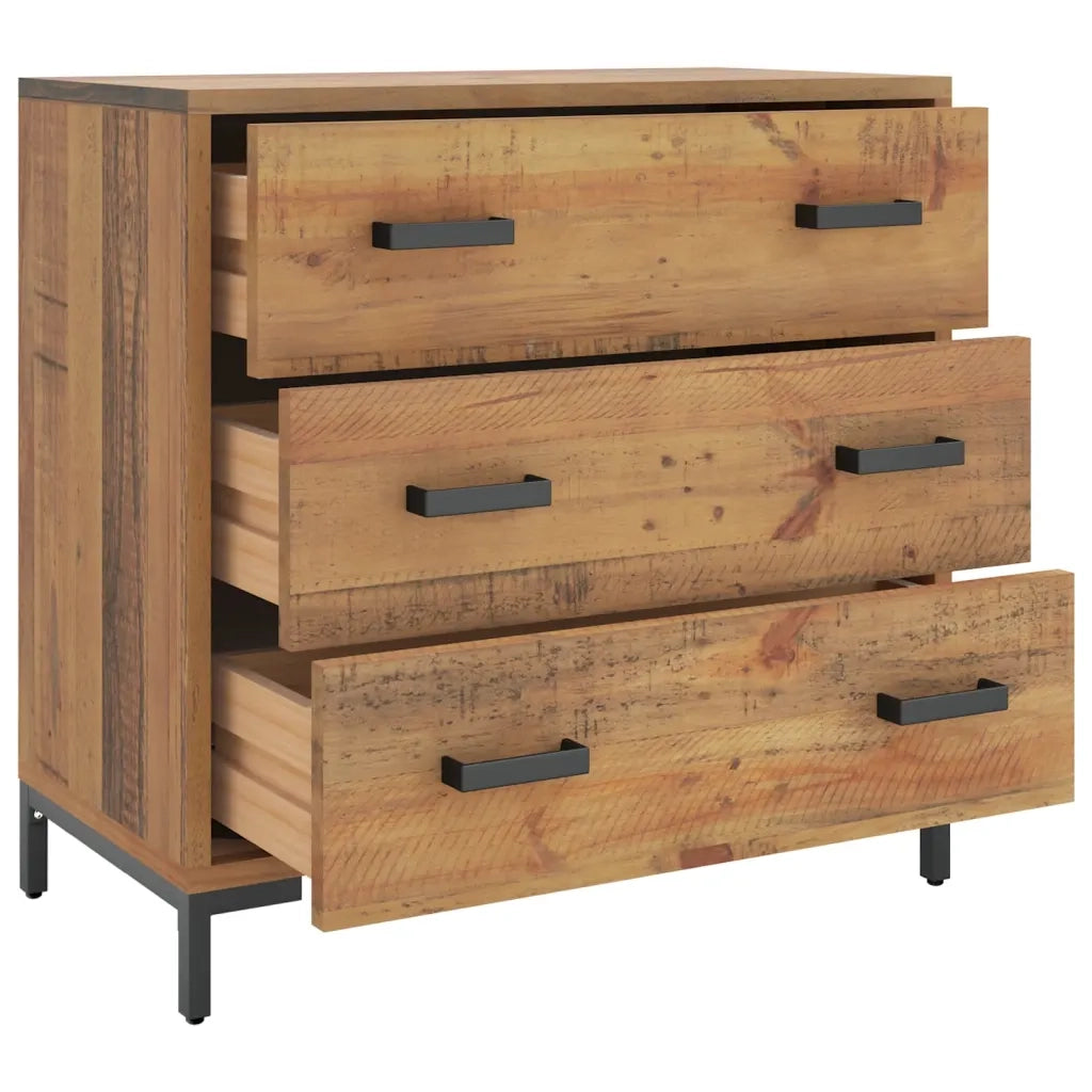 Cassettiera 75x35x70 cm in Legno Massello di Pino 349925