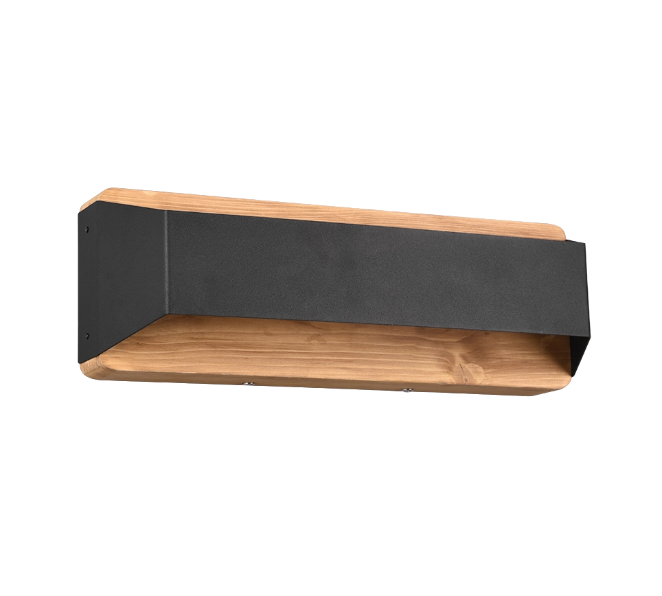 Applique LED bi-emissione, nero e naturale, 35x12 cm, Arino
