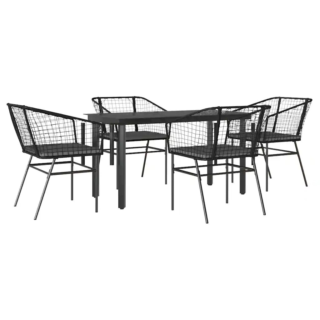 Set da Pranzo da Giardino con Cuscini 5 pz Polyrattan Vetro 3334599