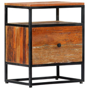 Comodino cassettiera mobile da camera da letto 40 x 30 x 50 cm legno di recupero e acciaio 1402037