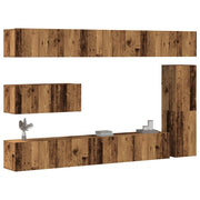 Set Mobile TV 7 pz Montato a Parete Legno Antico in Truciolato 3329213