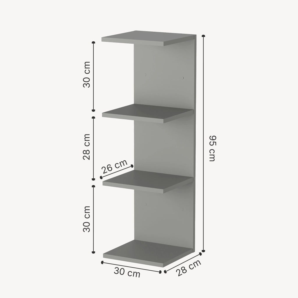 Mensola da Parete Surahammar Libreria Scaffale a Muro con 4 Ripiani - Grigio [en.casa]