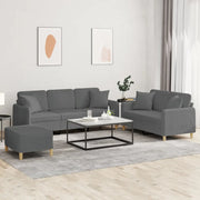 Set di Divani 3 pz con Cuscini Grigio Scuro in Tessutocod mxl 130851