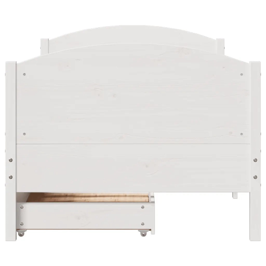 Giroletto senza Materasso Bianco 100x200 cm Legno Massello Pino