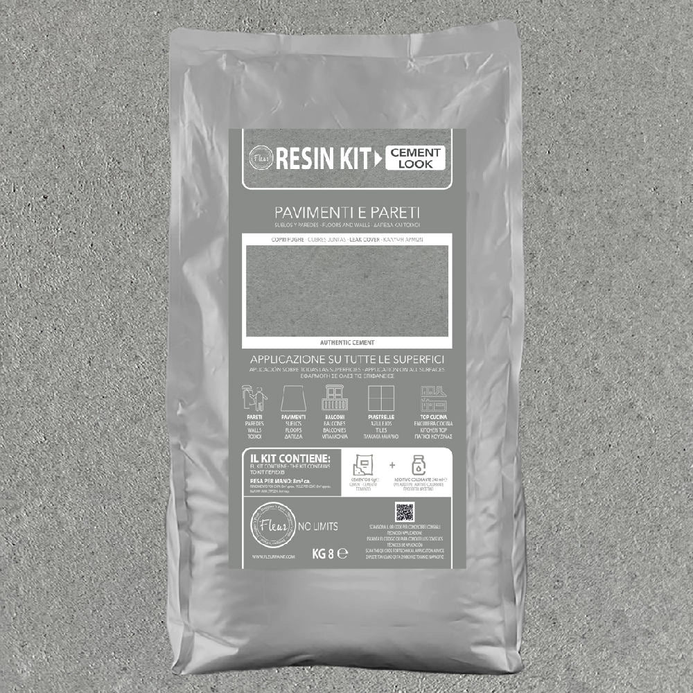 Kit Resina Cemento Fleur in Polvere per Pavimenti Pareti Piastrelle Colore: Whale Song, Formato: 8 Kg