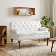 Loveseat con bottoni imbottiti Bianco 120 x 65 x 77 cm 42041863