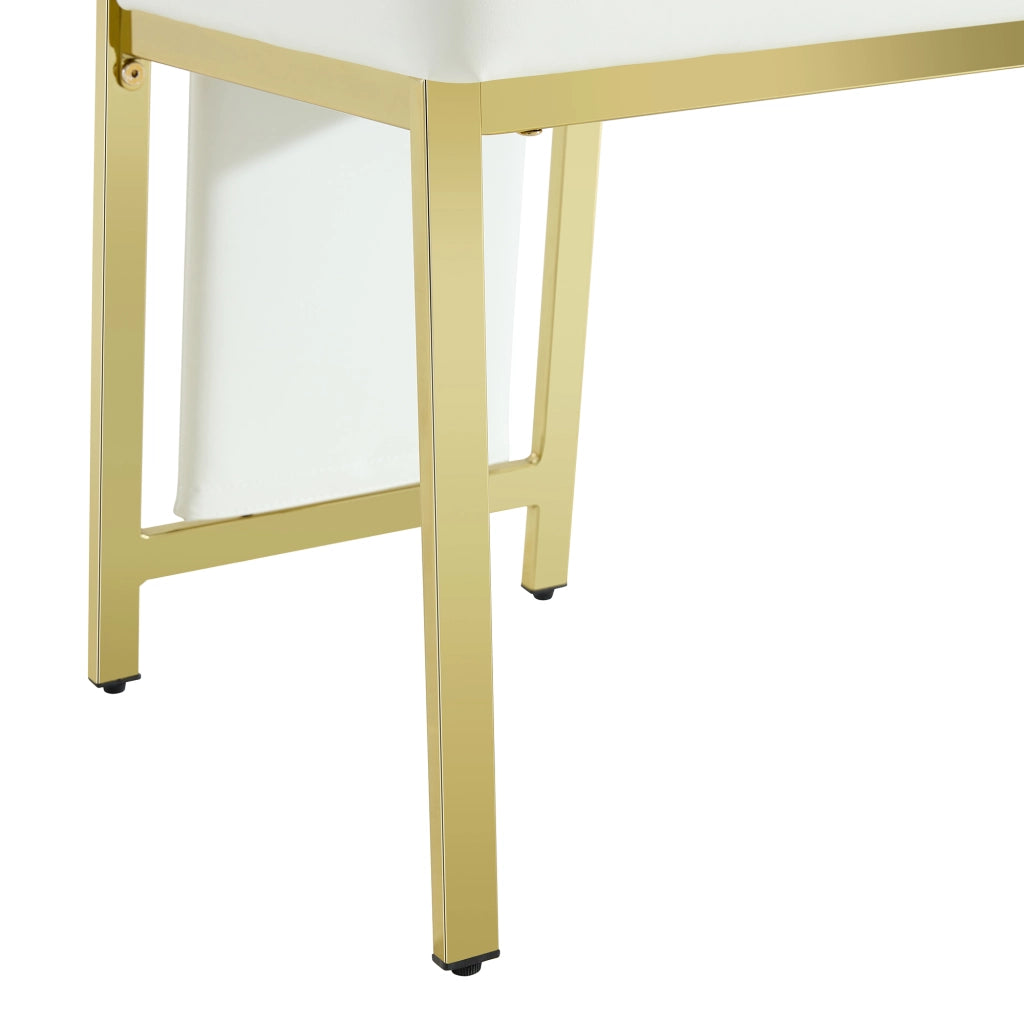 Sedia da pranzo Set di 4 con schienale ergonomico e piedini antiscivolo in similpelle PU Bianco e Oro