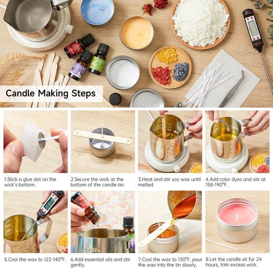 Impostazione per creare set di candele - Crea il tuo set di candele, regalo di fai da te per set di candele profumate, kit per creare candele