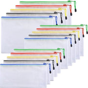 Confezione da 15 Portafogli per Documenti A4 A5 A6 (5 ciascuno) Borsa a Zip con Sacchetto in Plastica e Retino per Documenti, Carte, Prodotti da Cura della Pelle e Accessori di Viaggio