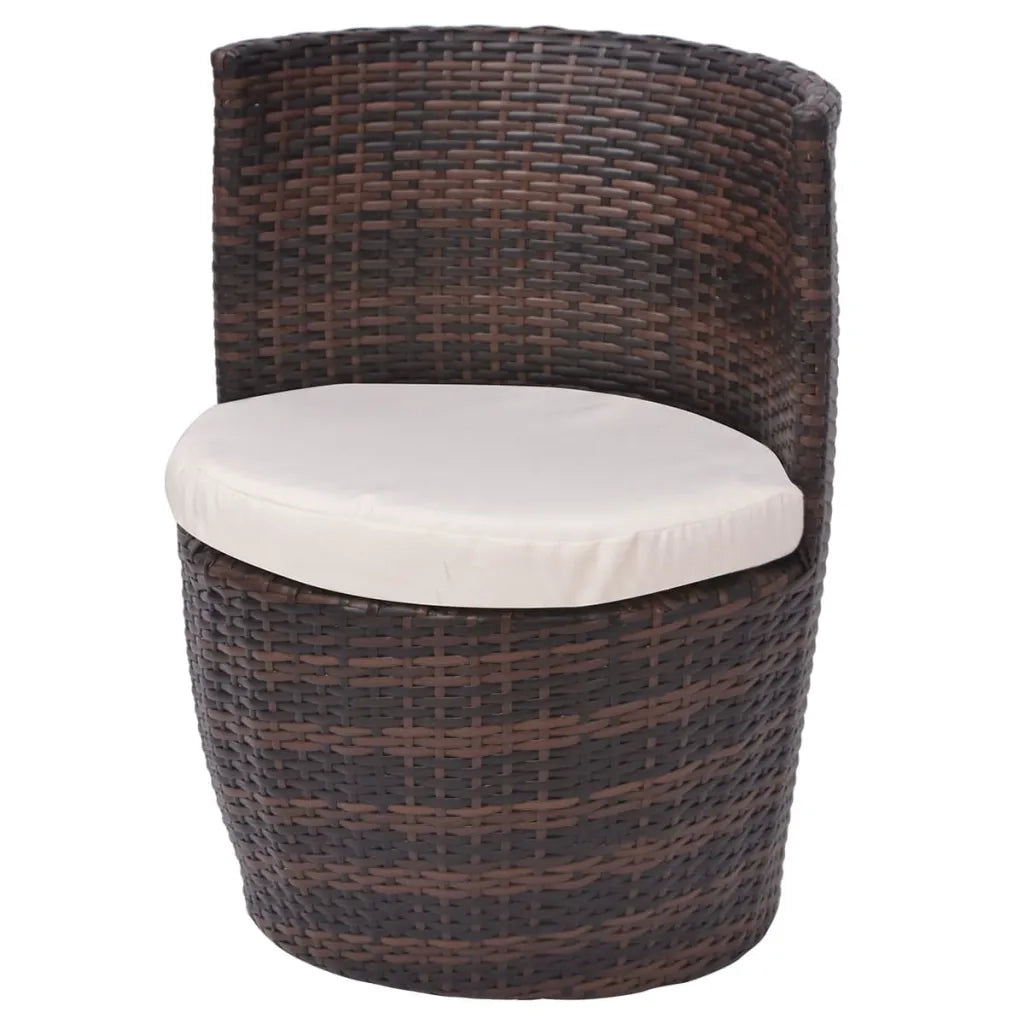 Set da Bistrot 3 pz con Cuscini in Polyrattan Marrone cod mxl 39923