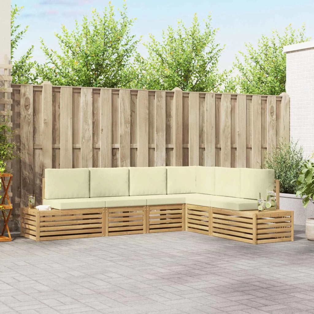 Set di divani da esterno Bianco 273 x 213,5 x 73 cm Poliestere 3392475