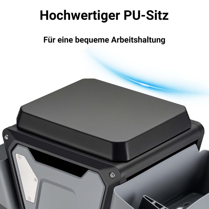 Sgabello da officina con ruote e porta attrezzi, sgabello mobile da meccanico, 120 kg di portata