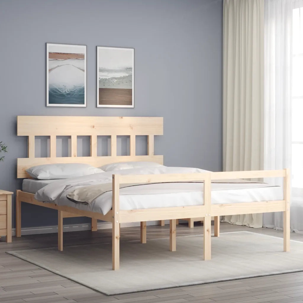 Letto per Anziani con Testiera 160x200 cm in Legno Massello 3195426