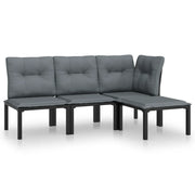 Set Salotto da Giardino 4 pz | Set di Mobili da Esterno Nero e Grigio in Polyrattan
