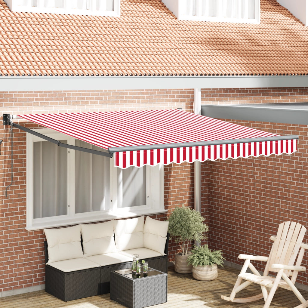 Ombrello Retrattile Automatico Strisce Rosse e Bianche 300x250 cm