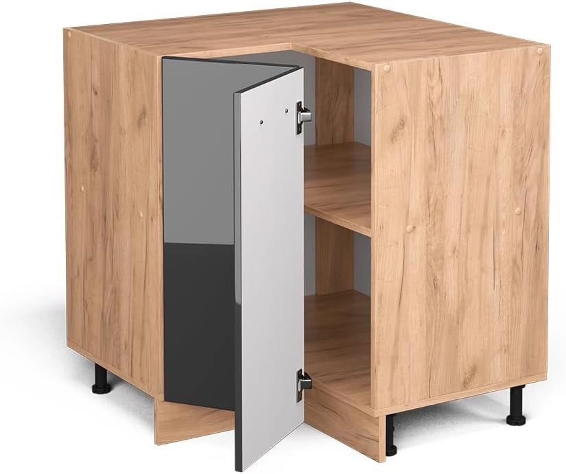 Mobile ad angolo cucina R-Line, Antracite lucido, 75.6 cm senza piano di lavoro, per la libera combinazione all'interno di sistemi cucina modulari