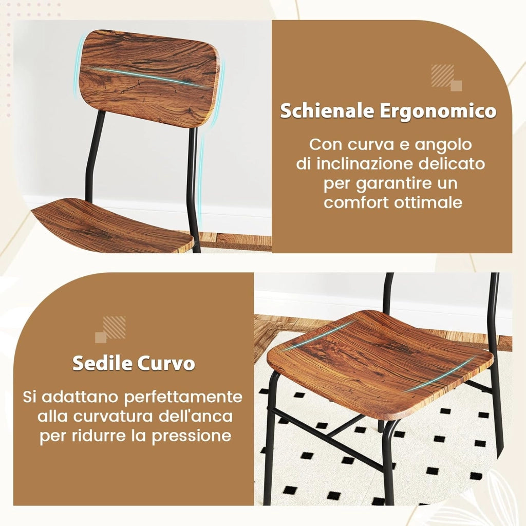Set Mobili da Bar Tavolo e 2 Sedie, Tavolino Quadrato con Scaffale di Stoccaggio, Tavolo Birreria con 2 Seide per Balcone, Sala da Pranzo, Cucina e Ristorante