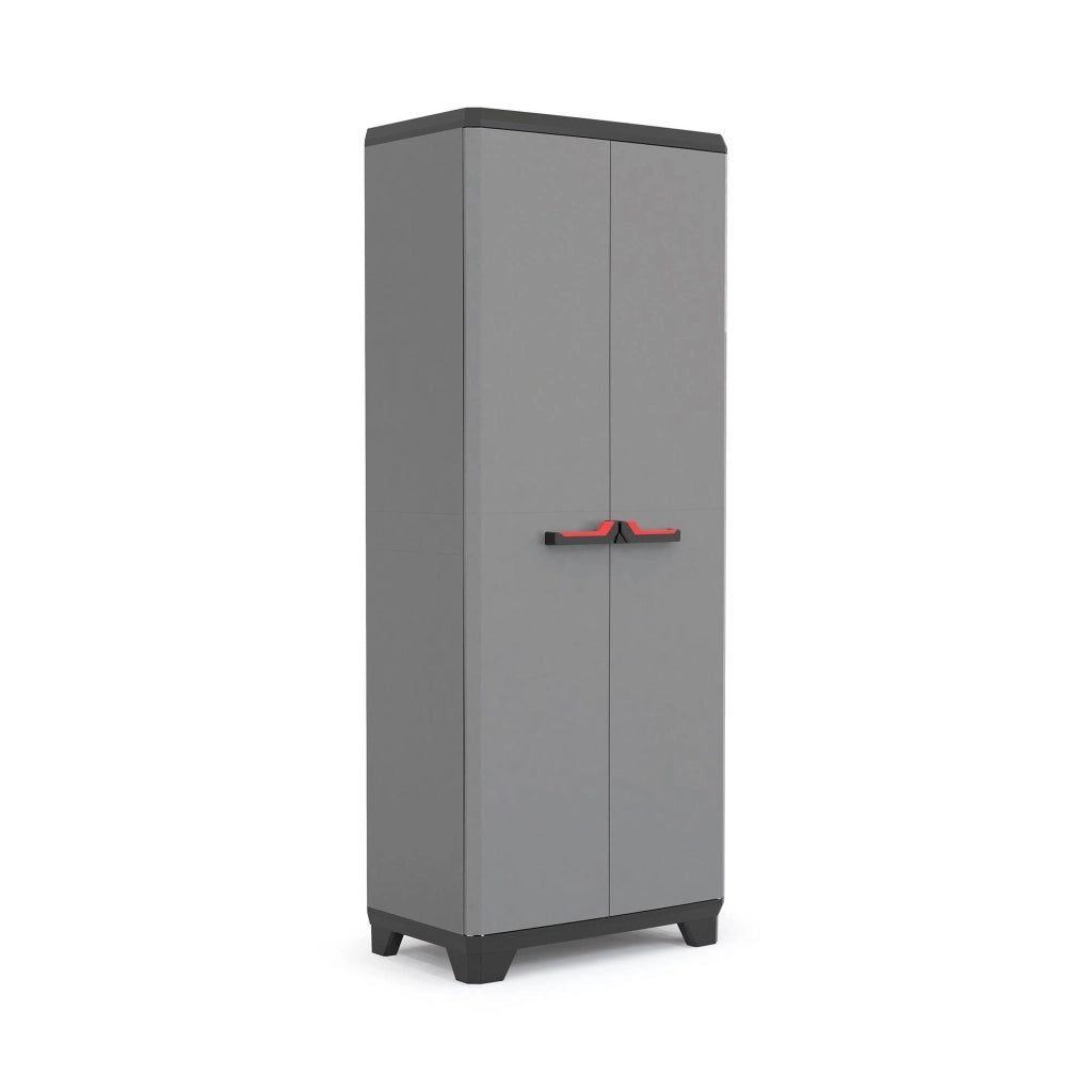 Armadio da esterno Cochrane, Mobile outdoor, Mobiletto giardino multiuso, Contenitore per balcone o garage, Made in Italy, 68x39 h173 cm, Grigio