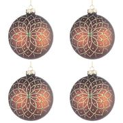Palline di Natale in Vetro Marrone e Oro Florid Diametro: 100 mm
