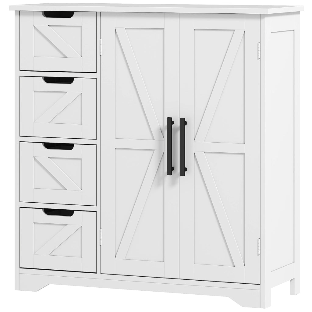 Mobile Bagno con 4 Cassetti e Anta ¨C zephmum ¨C Bianco 81.2x30x83.8 cm