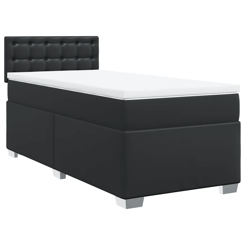 Giroletto a Molle con Materasso Nero 90x200 cm in Similpelle