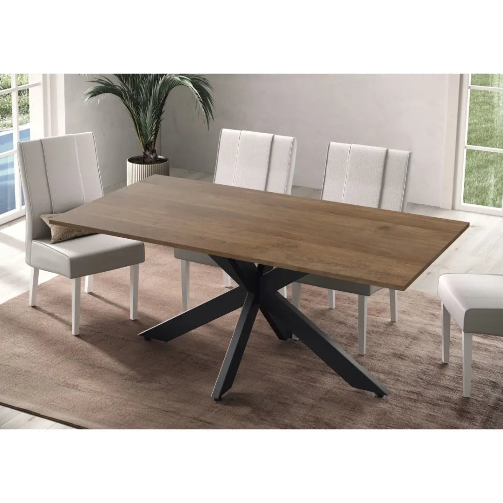Tavolo da pranzo GWEN – 180 x 90 cm – Legno scuro Mercurio e metallo