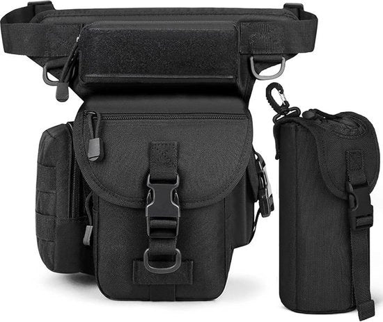 Heuptas Multifunzionale con Tasca per Gerecchia, Impermeabile per Attività Outdoor Militari, con Tasca per Ossidrante, adatta per Camminata, Viaggio, Moto, Campeggio, Pesca - Nero