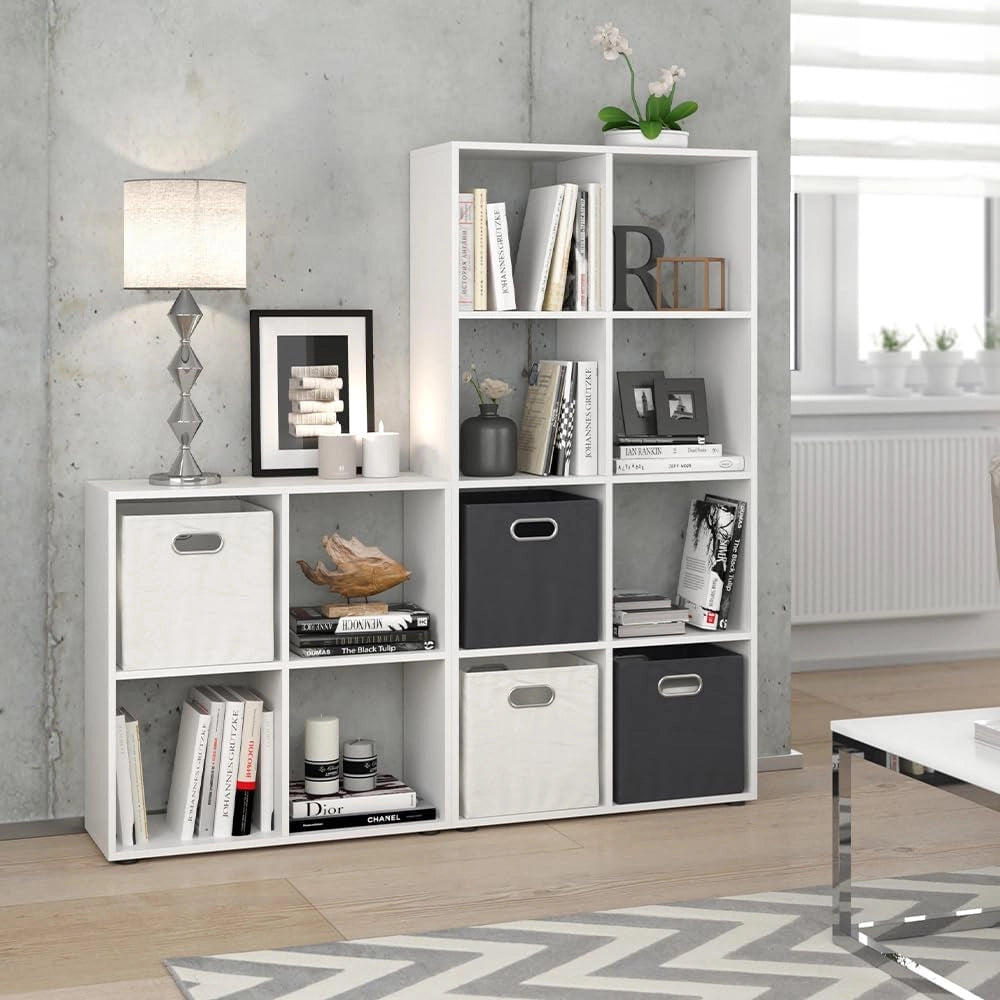 Divisorio per ambienti Scutum, Bianco, 143 x 72 cm, per l’utilizzo come divisorio o come libreria aperta