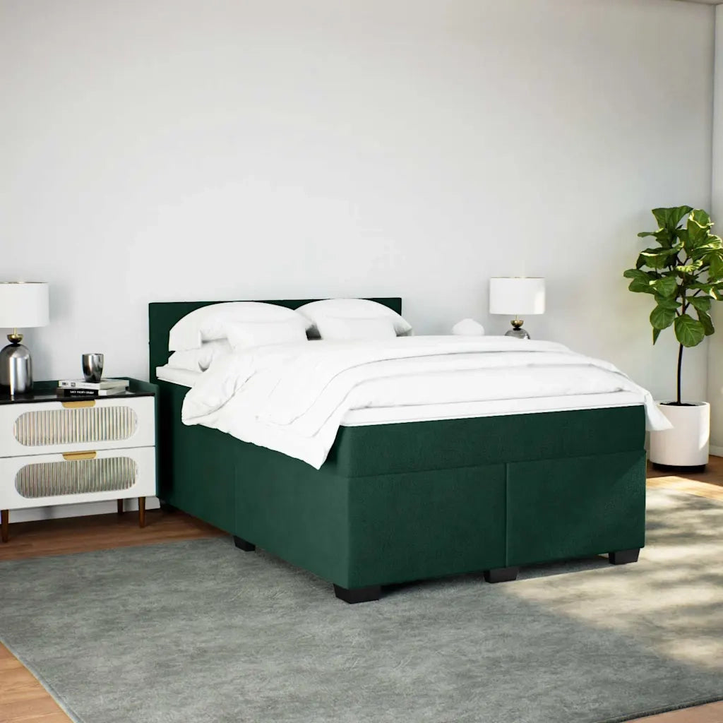 Giroletto a Molle con Materasso Verde Scuro 140x200 cm Velluto 3286339