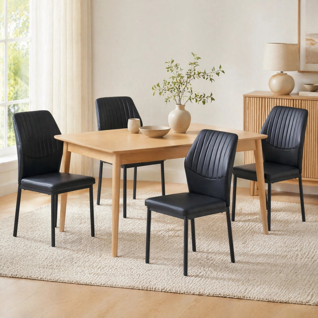 SEDIA da pranzo Set da 4 pezzi 93 cm Nero PU e metallo