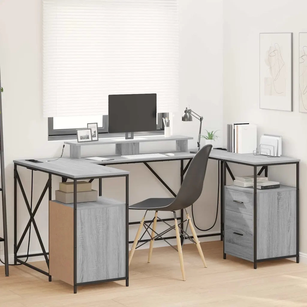 vidaXL Scrivania Grigio sonoma 182 x 101 x 87.5 cm Legno multistrato