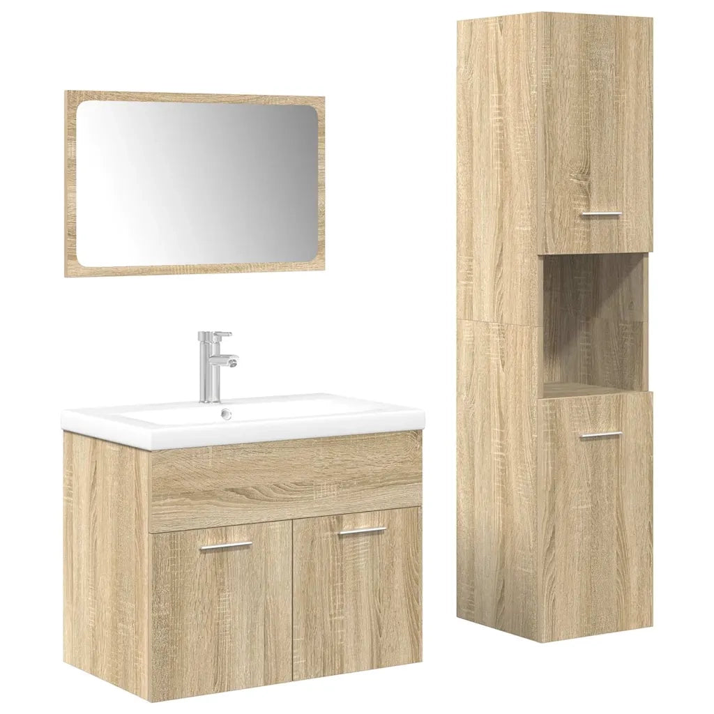 Set Mobili da Bagno 4 pz Rovere Sonoma in Legno Multistrato 3325024