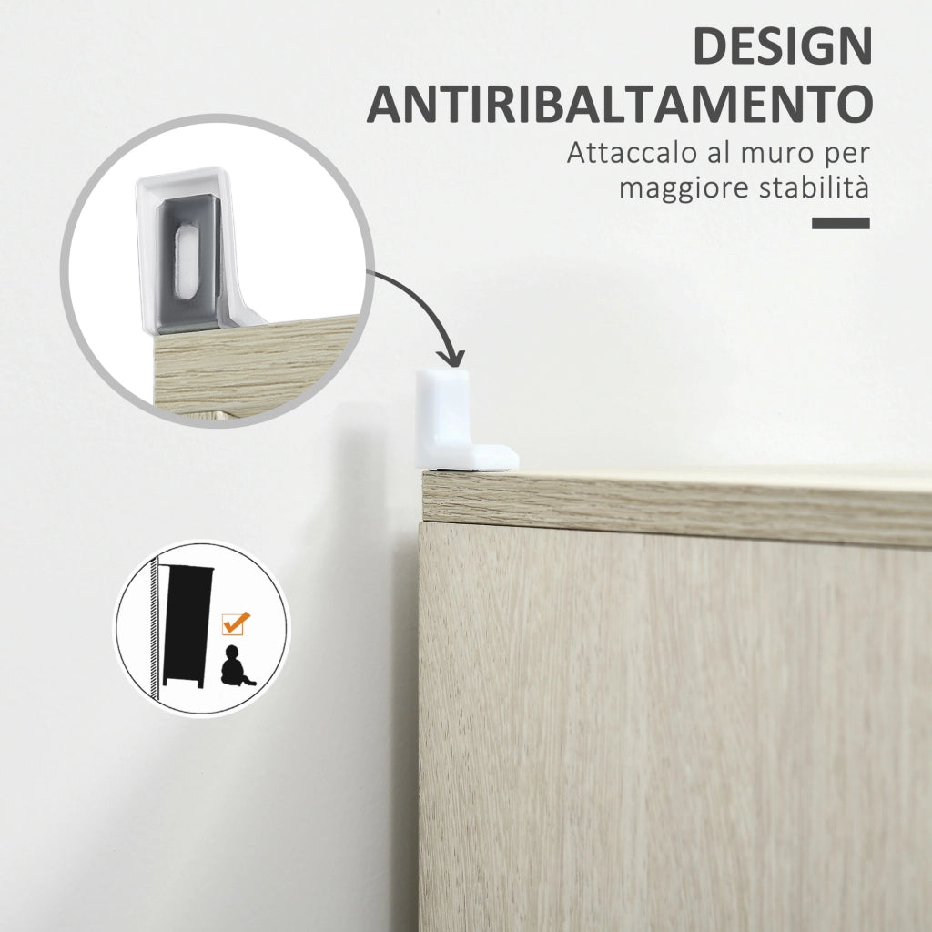 EasyComfort Mobile Bagno in Legno con Cassetto, 2 Armadietti e Ripiani Regolabili, 34x34x150 cm, Color Legno